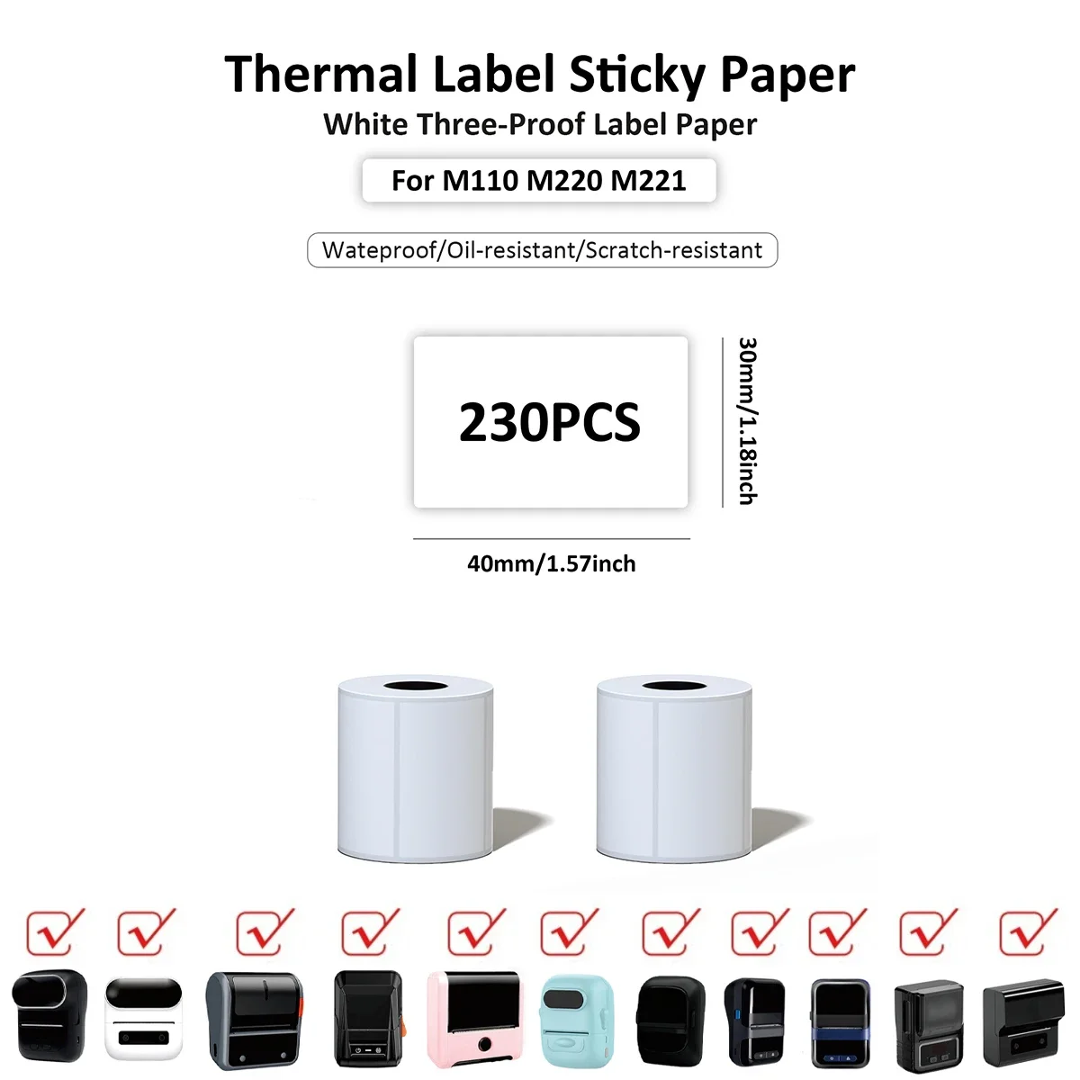 Label Printer Paper Label Sticker 40*30mm Compatible With M110 M220 M200 P50 Mini Printer For Boxes Containers Gifts Price Tags