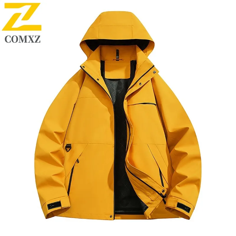 

COMXZ Men Hooded Jacket Lightweight Outdoor Waterproof Adventure Hunting Fly Fishing Windbreaker Jackets Autumn Gorpcore Coat