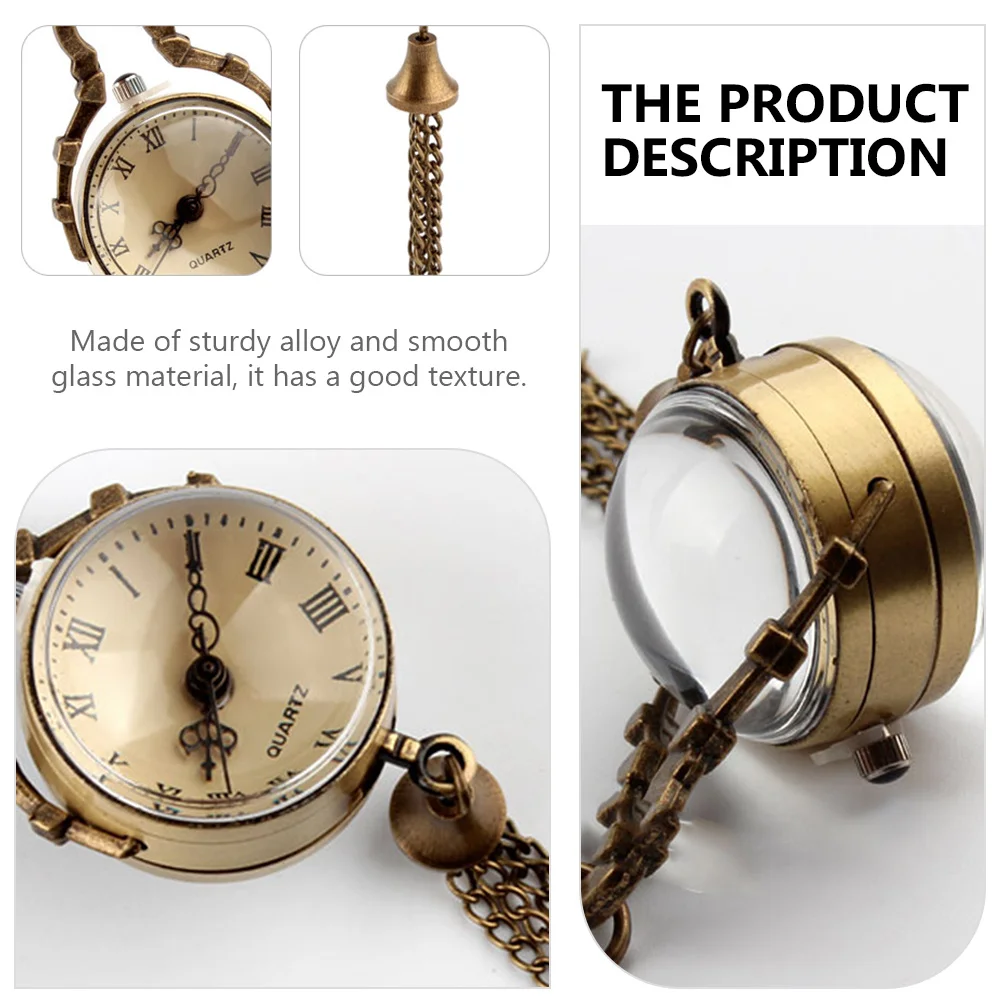 1 قطعة ساعة الجيب خمر ريترو الخصر معلقة حركة الكوارتز قوي سبيكة الزجاج سلسلة قلادة الزخرفية ساعة #2
