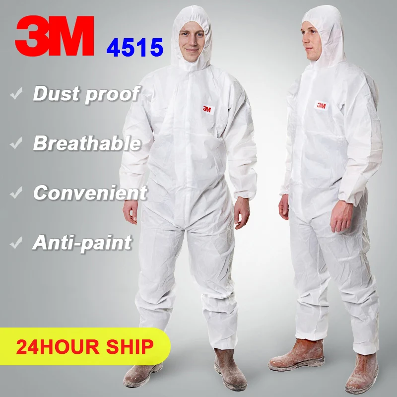 

3M 4515 Protective Clothing Anti Dust Liquid Spray Pesticide Paint White Chemical Cleaning Clothing Type 5/6