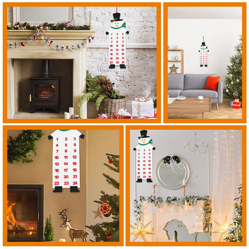 

2Pcs Christmas Felt Calendar Festive Hanging Ornament Decorative Felt Wall Calendar Christmas Door Wall Pendant Holiday Decor