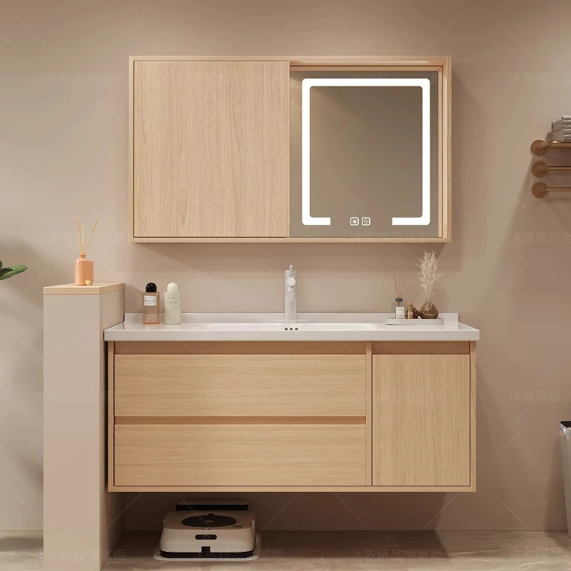 Floating Bathroom Vanity with Ceramic Integrated Sink Combo, Wall Mounted Storage Cabinet with 2 Drawers Faucet & Pop Up Drain