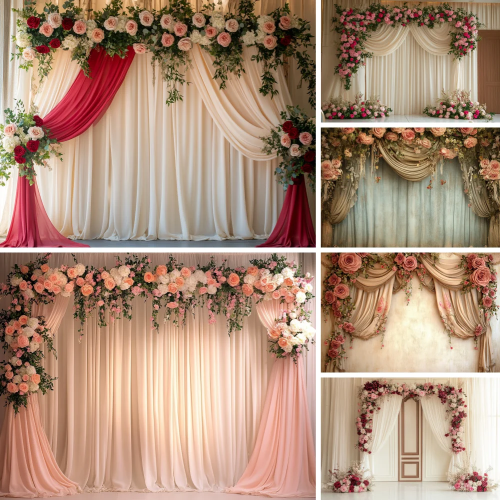 

Pink Curtains for Parties Pink Wedding Backdrop for Baby Shower Birthday Photo Home Party Curtains photography background