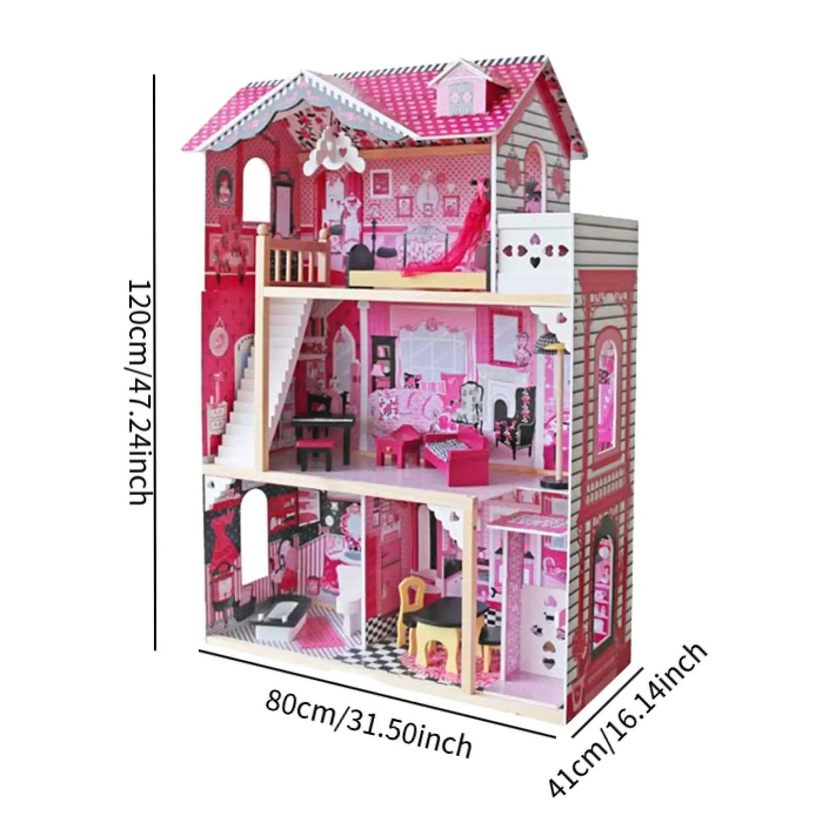 Principessa Doll Villa Giocattolo Regali Casa delle bambole per bambini Playset Kit casa delle bambole fai da te Mobili e accessori per bambini Ragazze Bambini