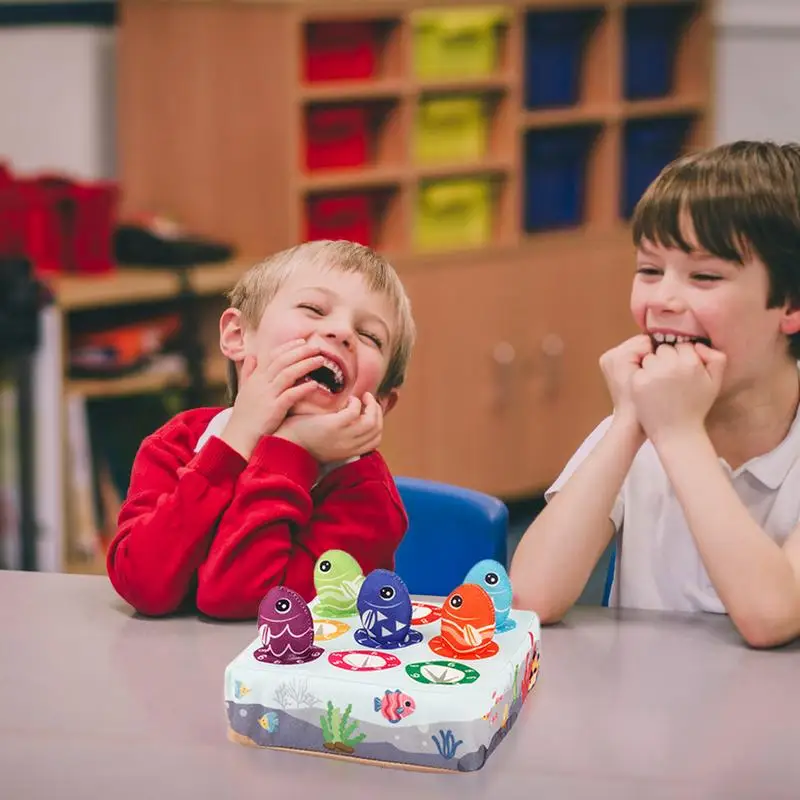 Jeu de pêche en peluche coloré pour enfants, jouets d'apprentissage des nombres, jeu de capture de poisson pour enfants