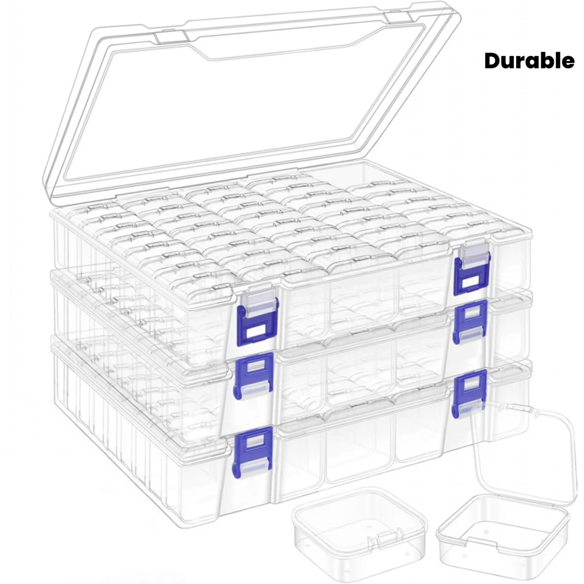 Image of 45-Fächer Aufbewahrungsboxen für Diamantmalerei, Schmuck & Bastelarbeiten - Langlebig, Perlenbehälter, Organizer-Box, Mehrkammer-Design