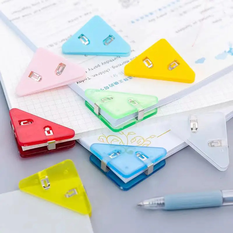 5pcs Mini Color Corner Clips Set Transparent & Solid Colorful Page Holder Paper Clip Clamp File Index Photo Office Schoo