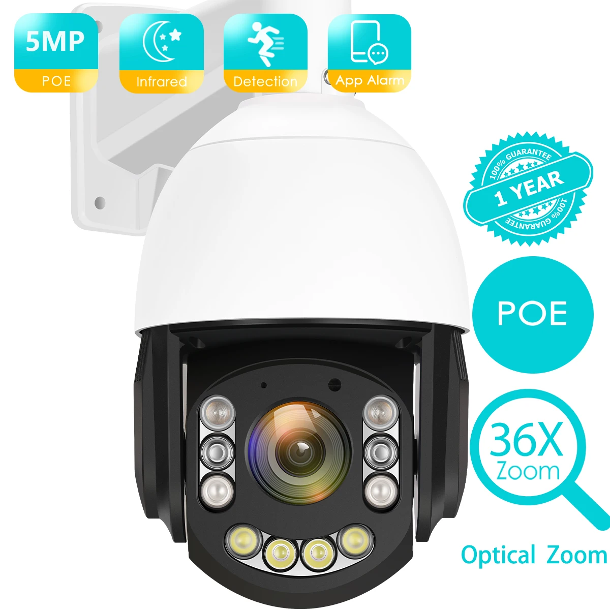 

BESDER 5MP PTZ Dome Camera 36X Optical Zoom Pan/Tilt IP Camera Outdoor Home Security Camera CCTV Home Surveilance XMEye CCTV