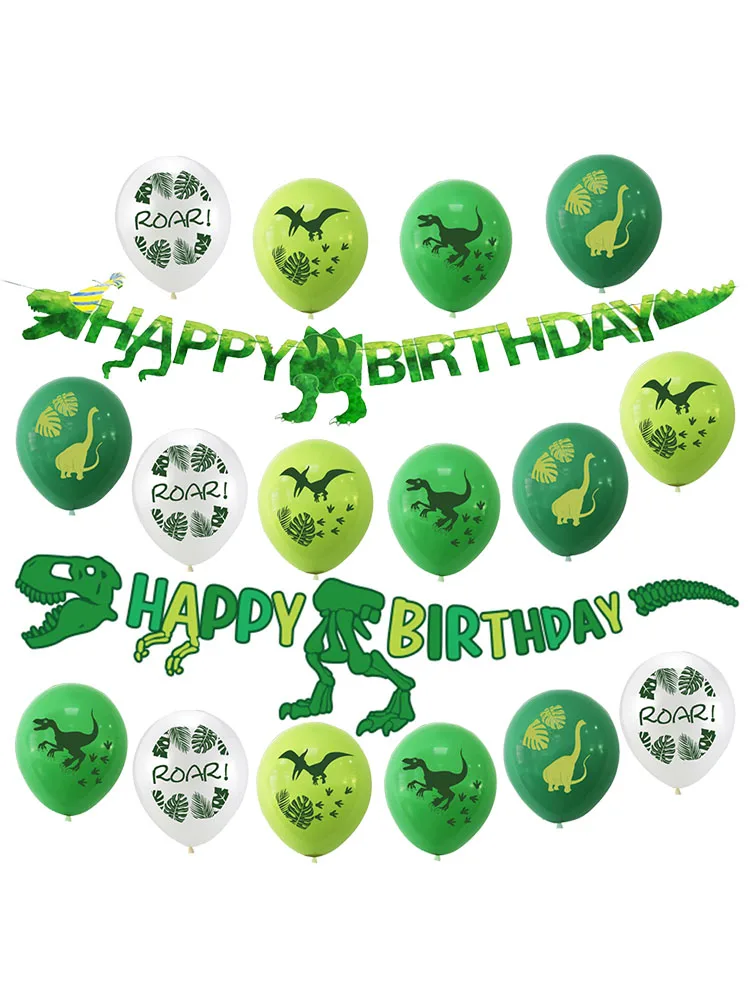 Guirlandes de bannière joyeux anniversaire de dinosaure rugissement Dino fête ballons de dinosaure en Latex Jungle Safari fournitures de décoration de fête pour enfants