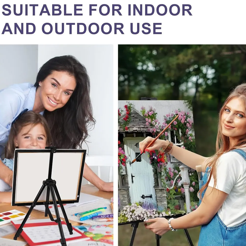 Painting display easel, metal tripod, suitable for painting displays, wedding signage, with carrying bag - black view 6