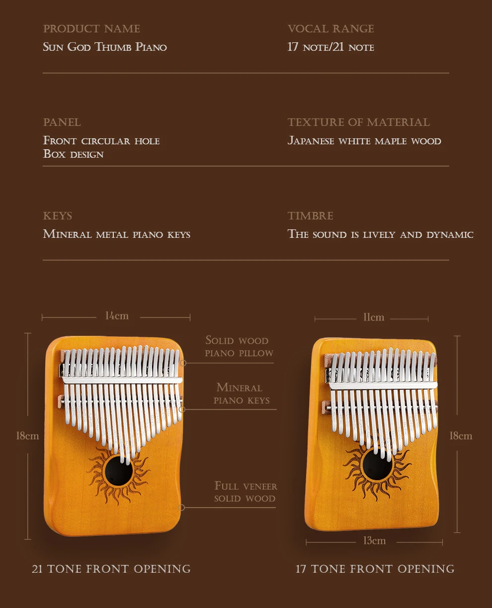 Hluru 17-Tasten-Kalimba aus Ahornholz, 21 Tasten, Daumenklavier, tragbares Fingerklavier für Anfänger, Mbira, Geschenk für Kinder und Erwachsene – Detail 2