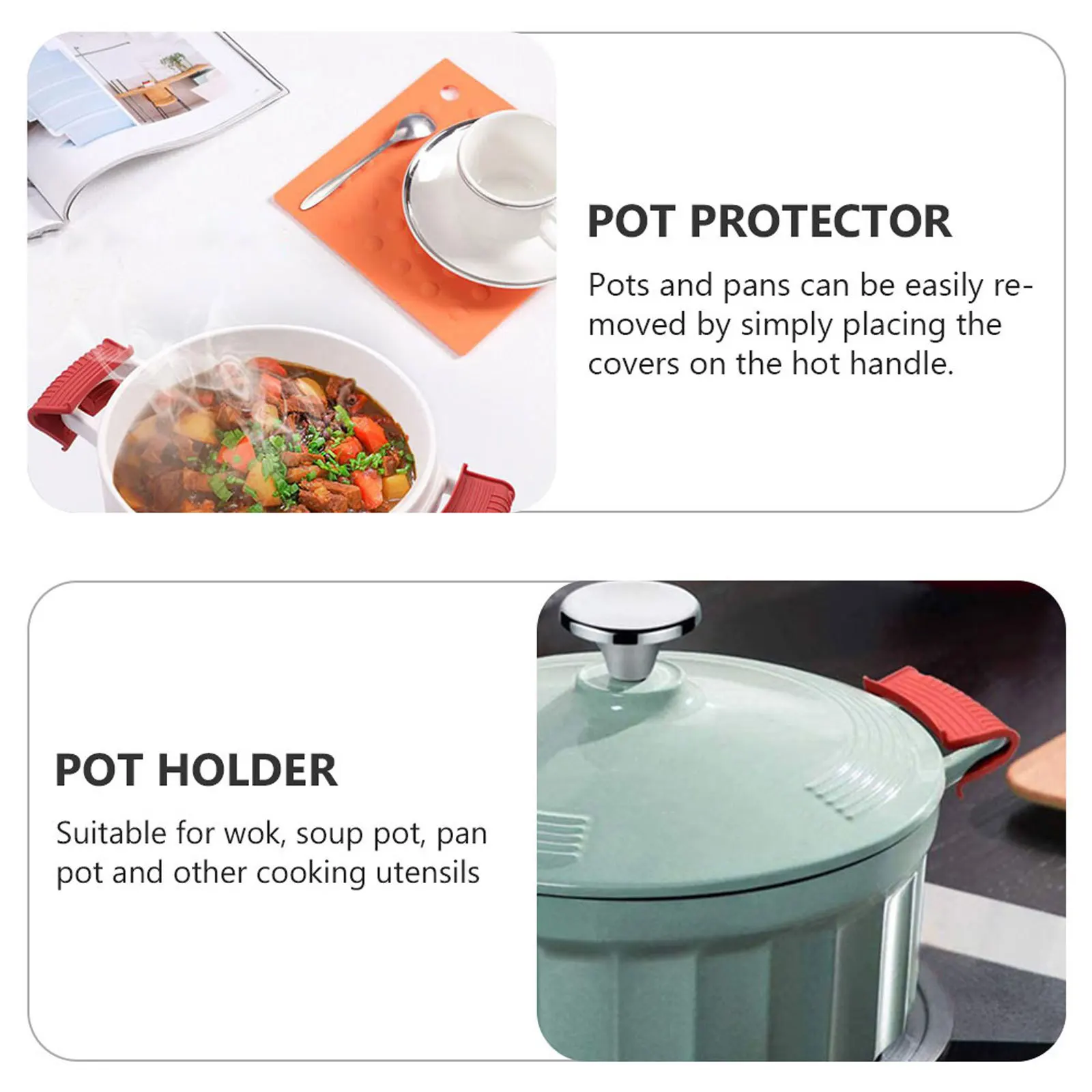 

4pcs Silicone Pot Handle Cover Heat Resistant Anti-Scald Non-Slip Grip For Wok Cookware Kitchen Tool Holder Pad