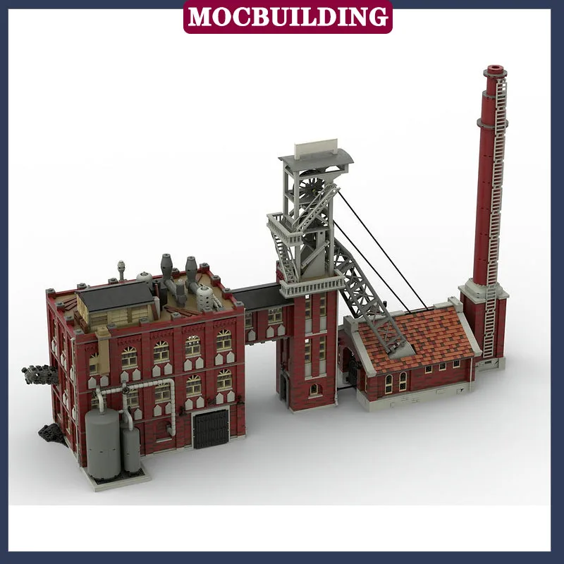 MOC City Train Coal Mine Factory Set Model Building Block Coal Plant Engine Room Collection Series Toy Gift