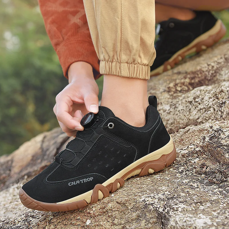 Men's Hiking Boots with Twist-Lock Fasteners, Slip-On Design, Non-Slip and Durable—Stylish for Outdoor Hiking and Camping