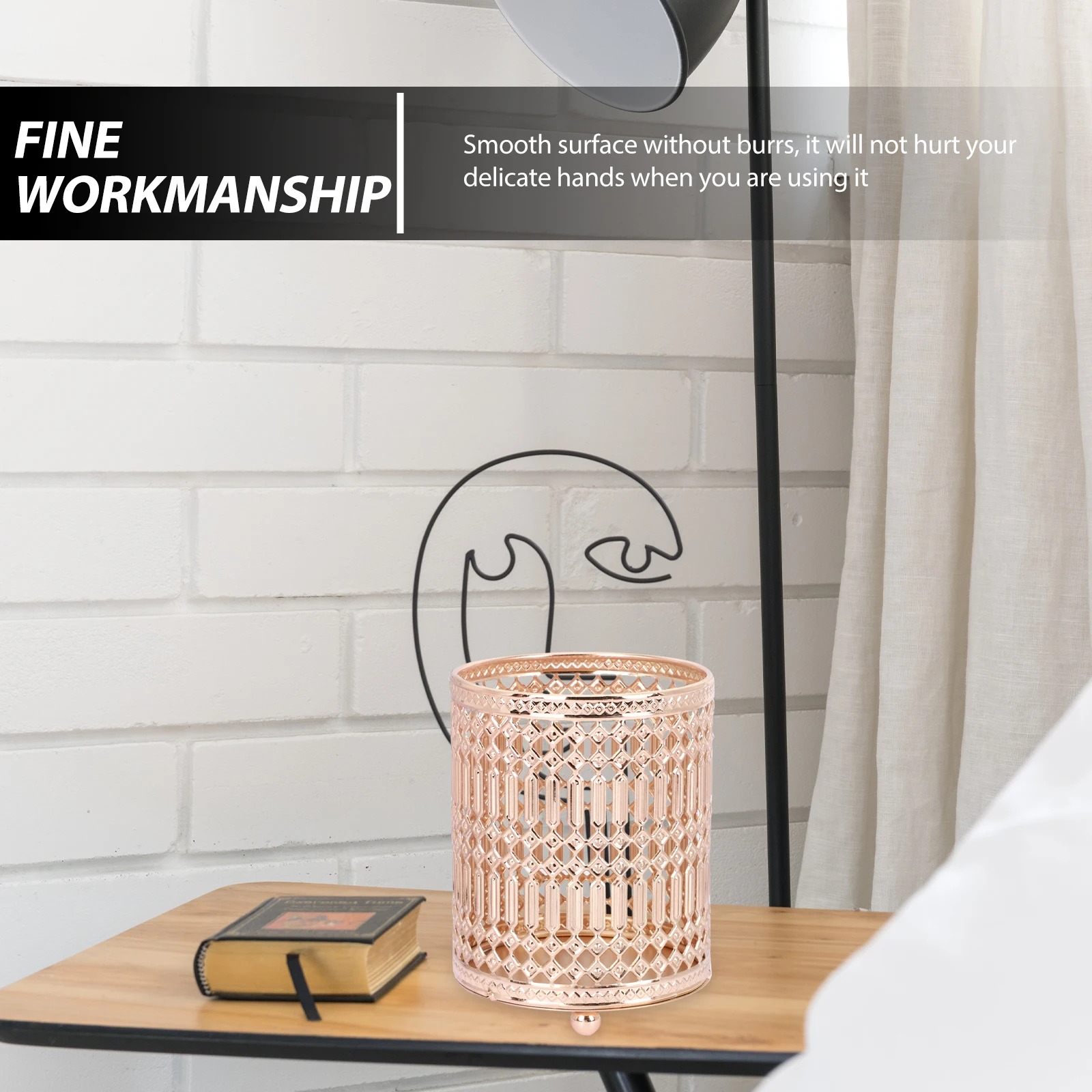 

Metal Pattern Decor Hollow Brush Holder Pencil ganizer Creative Container Desk Accessory Quality Smooth Surface Compact