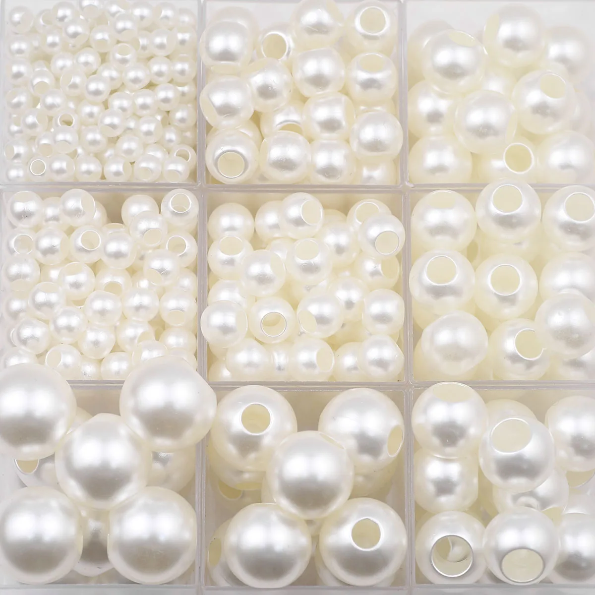 6-20mm Großlochige Kunststoff-Imitationsperlen Beige Handgefertigte DIY-Perlen für Schmuckherstellung Lose Perlen Zubehör