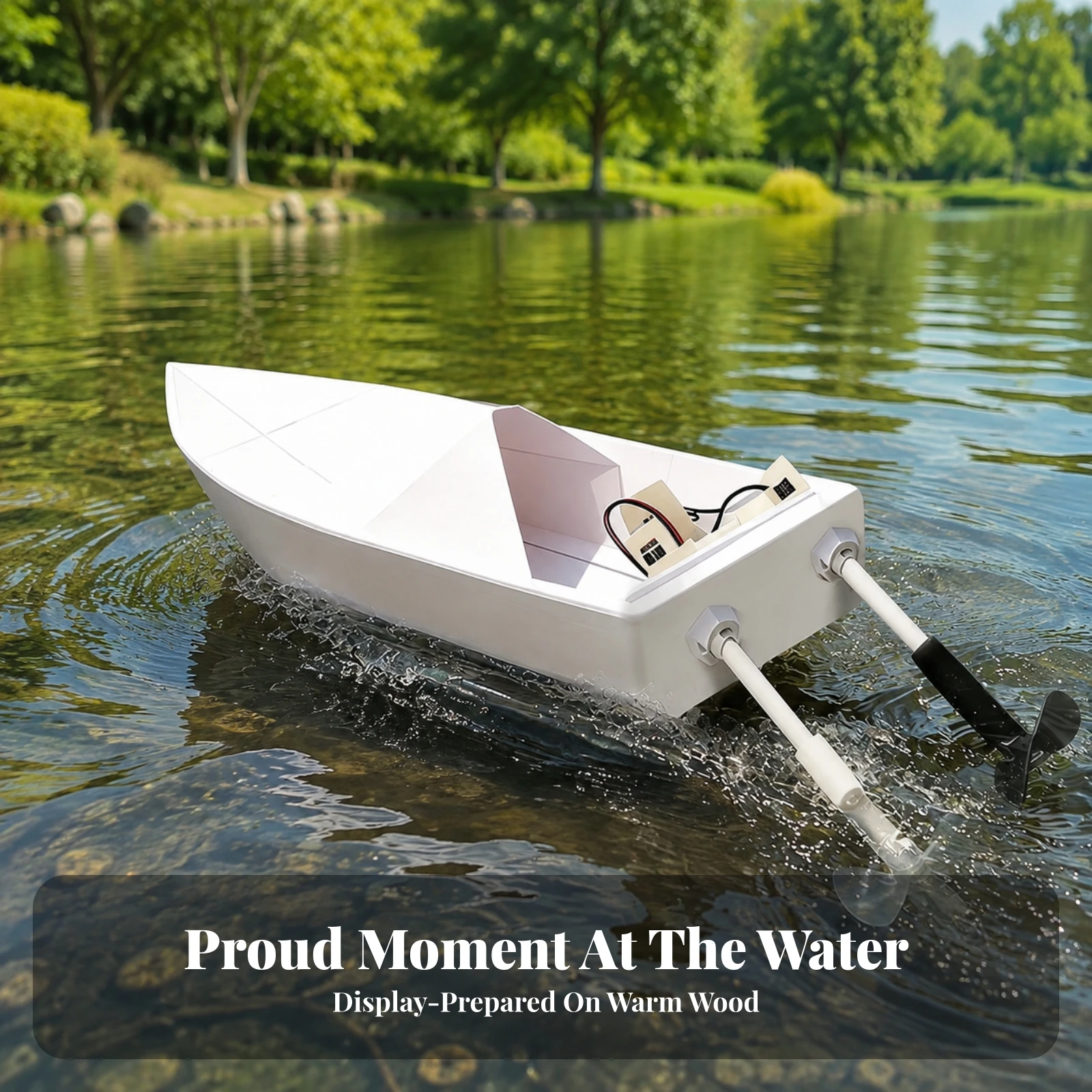 Model Kit Foldable DIY Paper Boat Model Toy Electric for Hobbyists, Pool, Pond