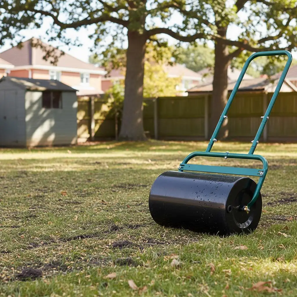

38L Fillable Cylinder Steel Lawn Roller - Dark Green