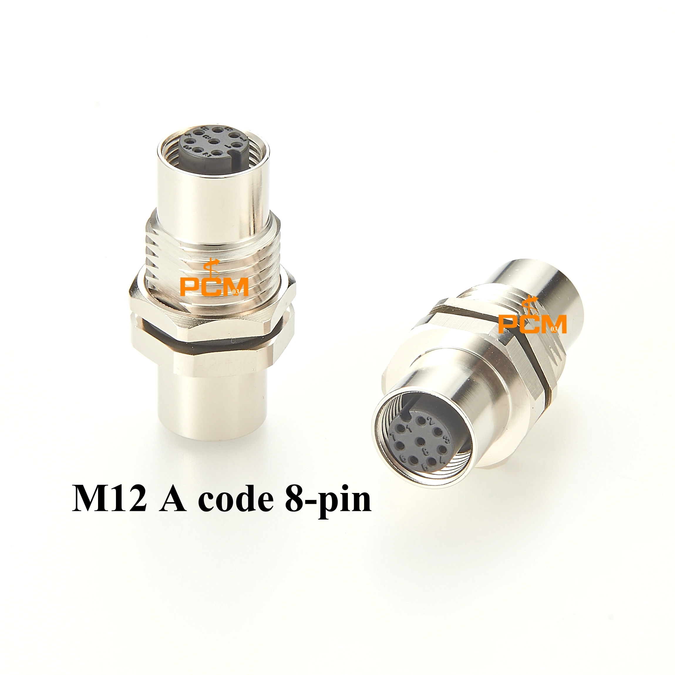 

M12 8-контактный разъем датчика M12 Адаптер для монтажа на панели M12 Переборочный винт Резьбовая муфта Авиационная вилка Гнездо Соединительная муфта Кодирование CAN