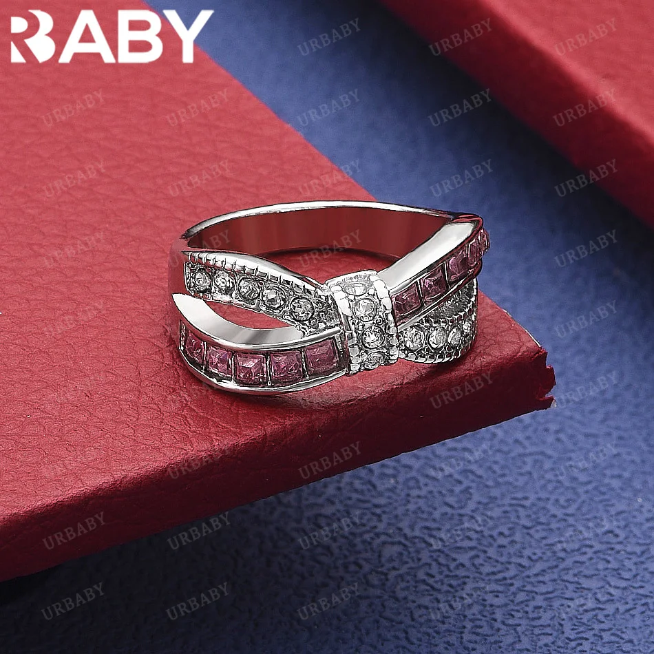 

URBABY 925 Sterling Silver Multi-color Zircon Ring For Women Fashion Jewelry Vintage Grace Charm Noble Party Birthday Gifts