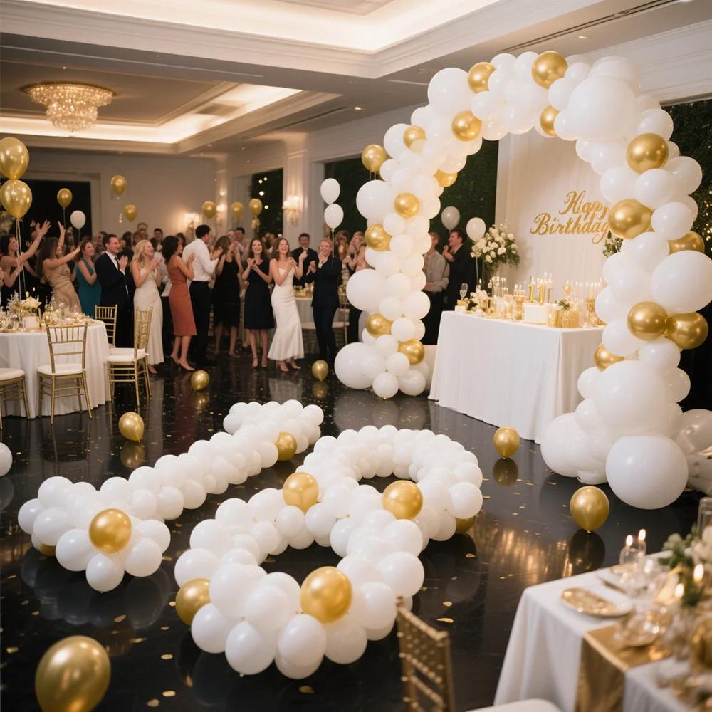 

5-36inch Metallic Gold White Balloons Garland Birthday Party Decor Balloon Arch Wedding Graduation Anniversary Decoration Globos