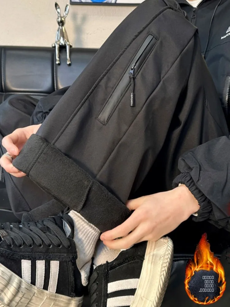 

Мужские осенне-зимние утепленные брюки-карго с флисовой подкладкой, прямые повседневные брюки, американские брюки-парашютистки