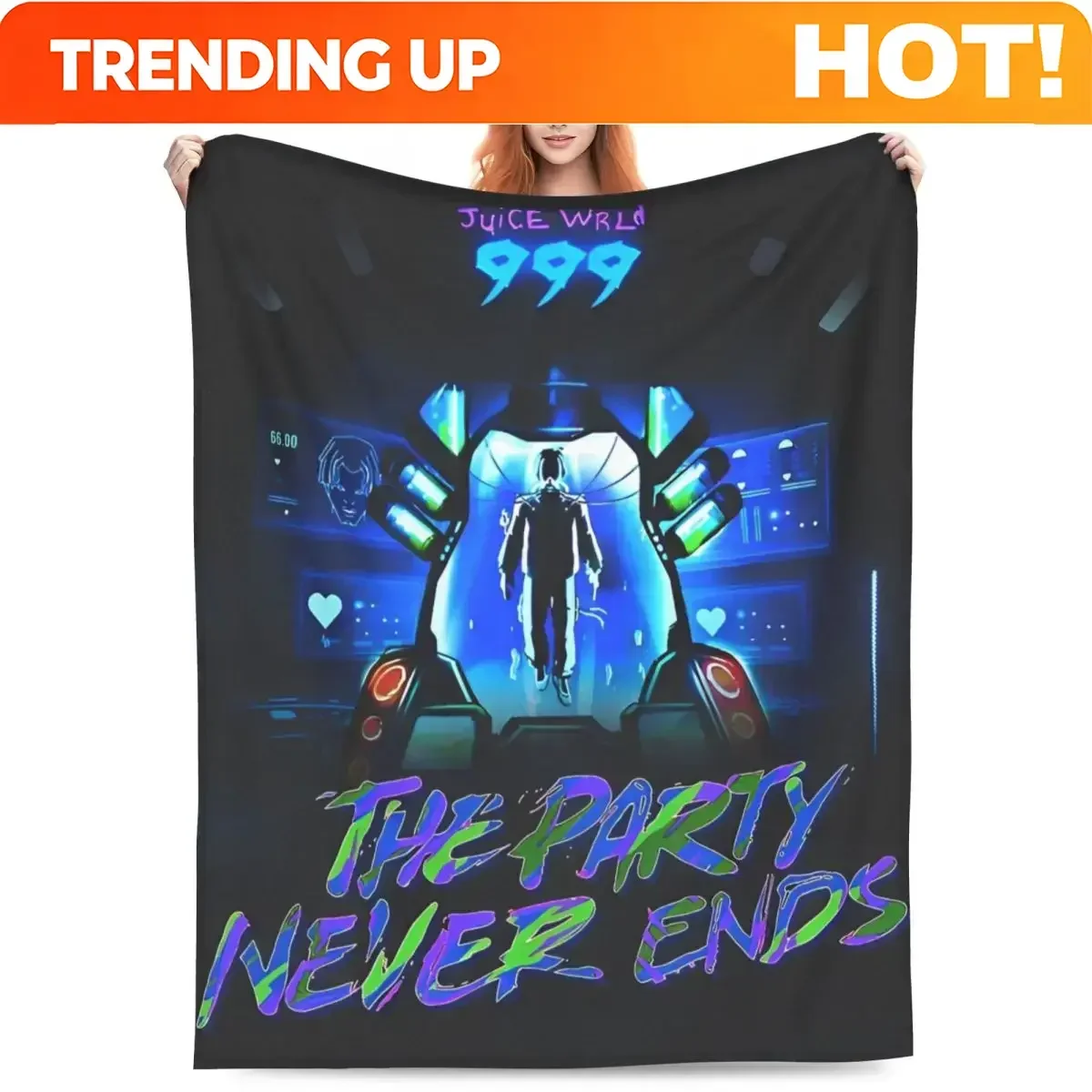Custom Juice Music Wrld Fuzzy Blankets The Party Never Ends Funny Throw Blanket For Sofa Bedding Lounge 200x150cm