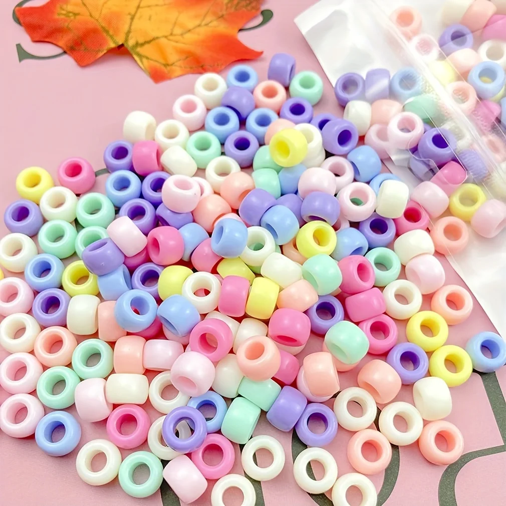 500 Pcs Kandi Beads Large Hole Plastic | DIY Kandi Bracelets Cuffs, Rainbow Pony Beads for Crafts, Phone Chains​