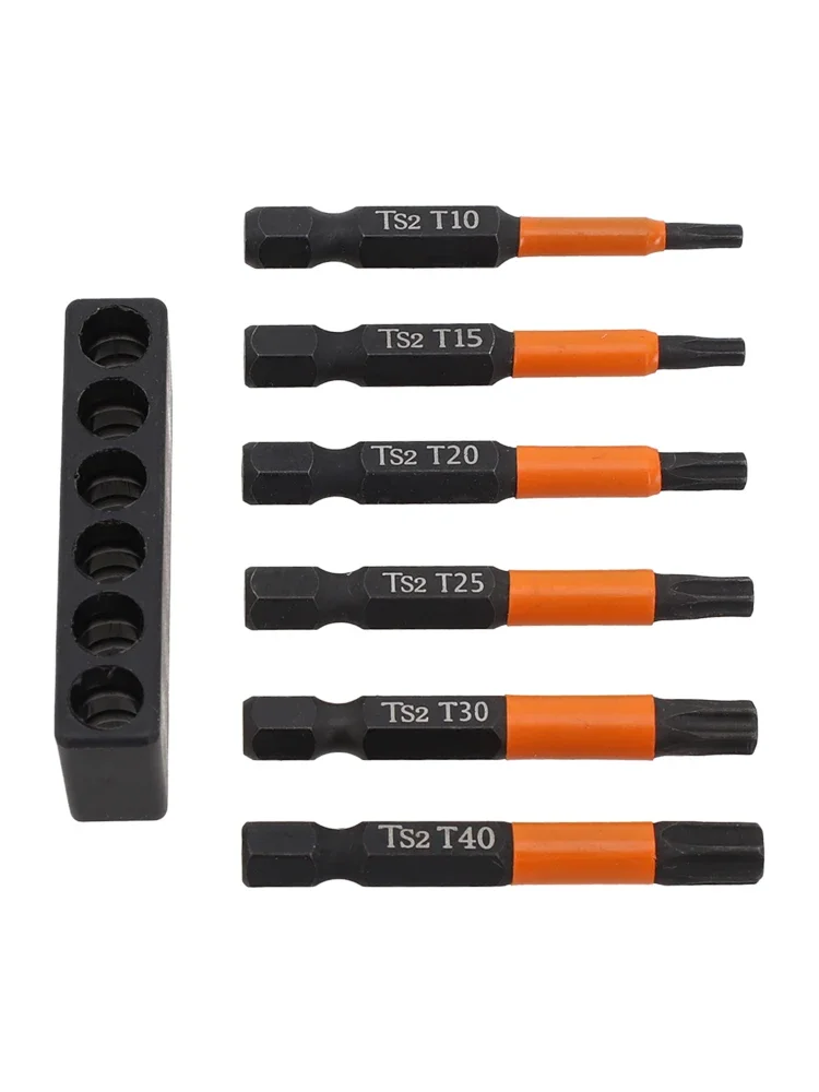 6pcs 50mm Torx Screwdriver Bit Magnetic 1/4 Shank Screwdriver Bit Set T10-T40  Impact Drill Batch Head