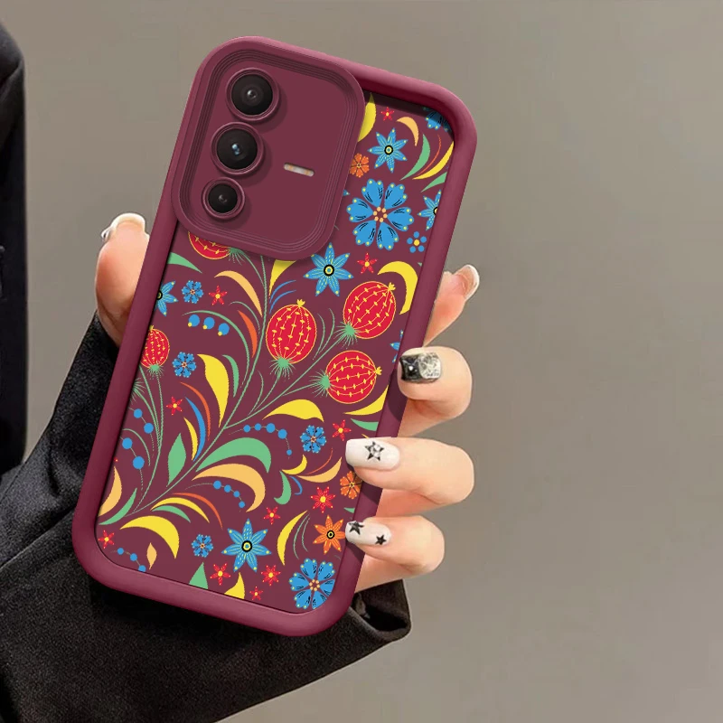 Flower Phone Case For Vivo V70 FE V60 Lite V50 V40 Pro V27 V25 V23 V20 V21 V30 SE V30E V29E Shockproof Silicone Matte Cover view 6