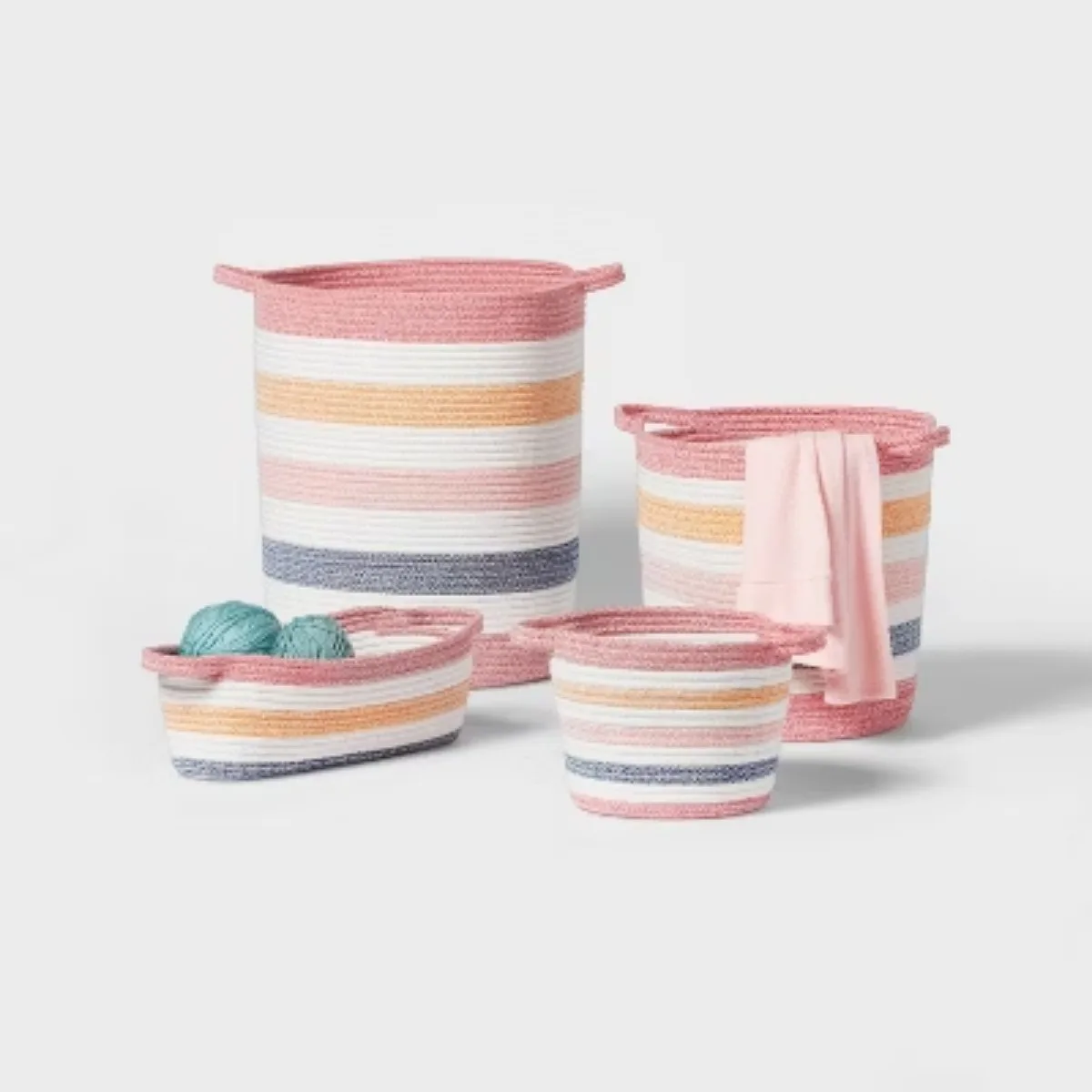 Детский контейнер для хранения веревки в полоску со спиральной веревкой — подушка ™
