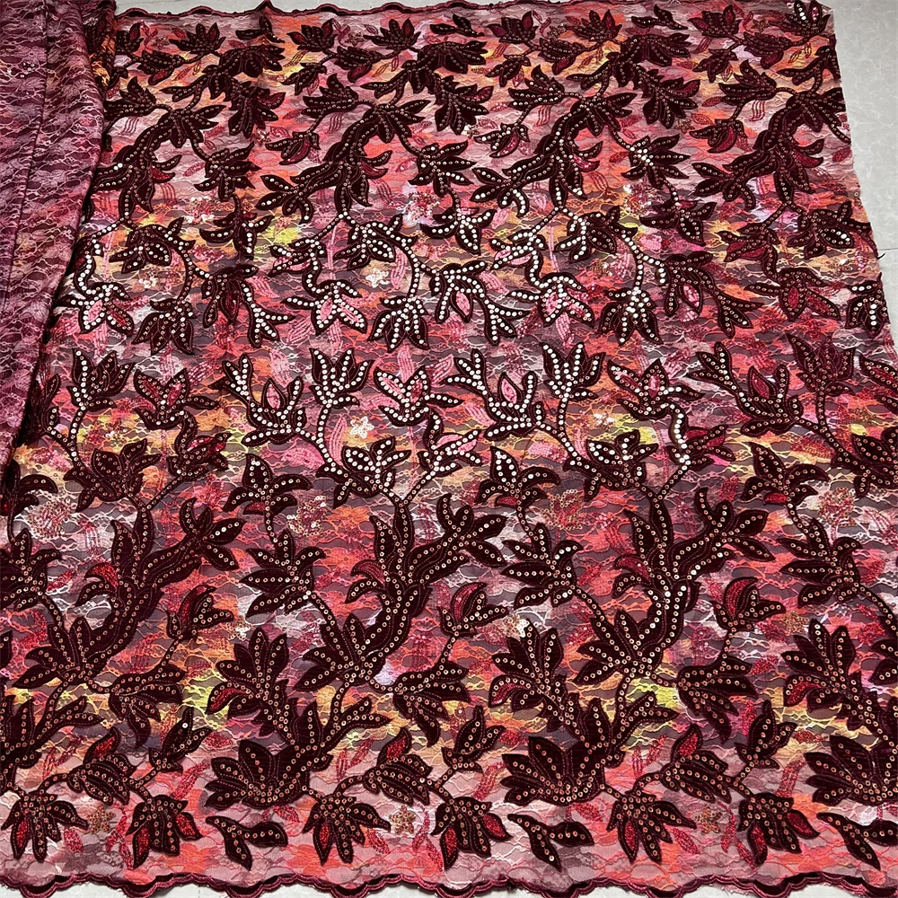 

African Nigerian High-Quality Tulle Lace Fabric Organza Embroidery Guipure for Party Gown Jacquard Wedding Dress 5Yard YXZ188