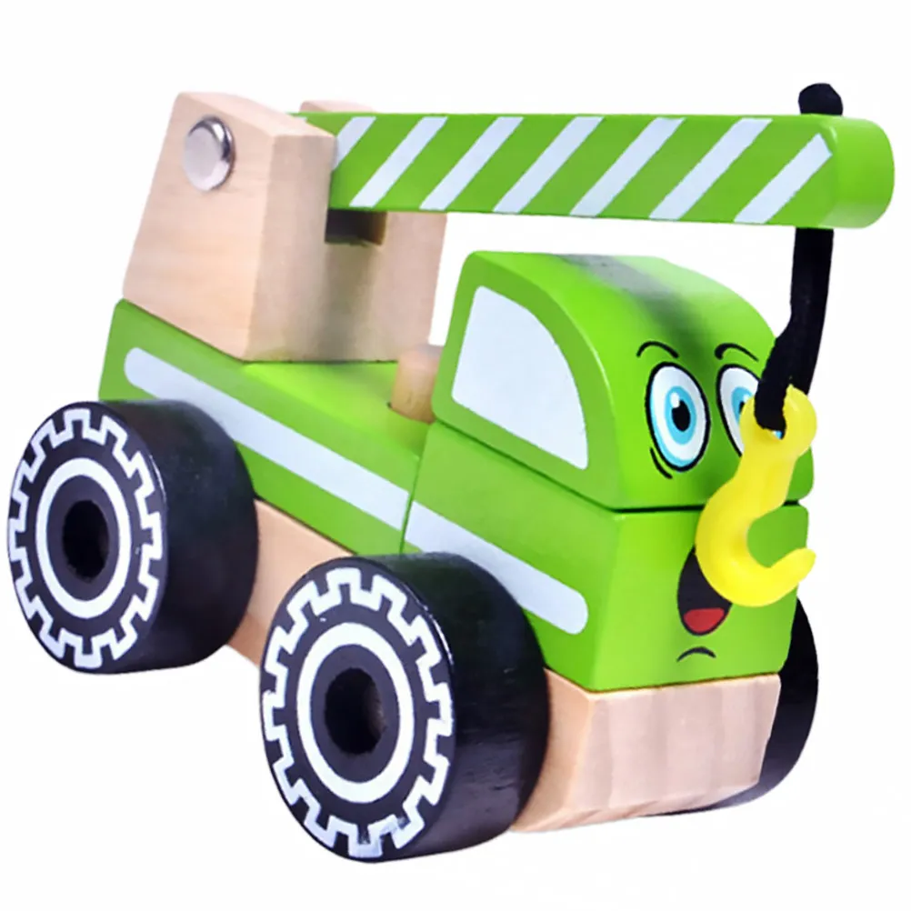 

Simulated Engineering Truck Wooden Mini Infant Gift Cognitive Construction Vehicle Crane Educational Game for Kids