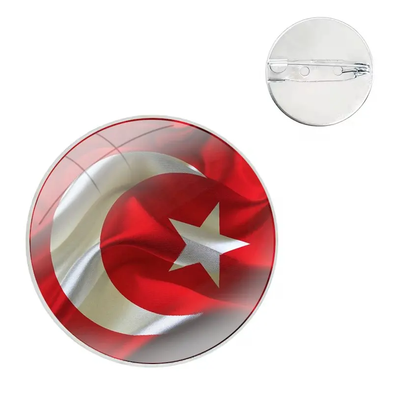 Bandeira da Turquia Broches de metal para roupas, pinos, crachá para decoração mochila, presente