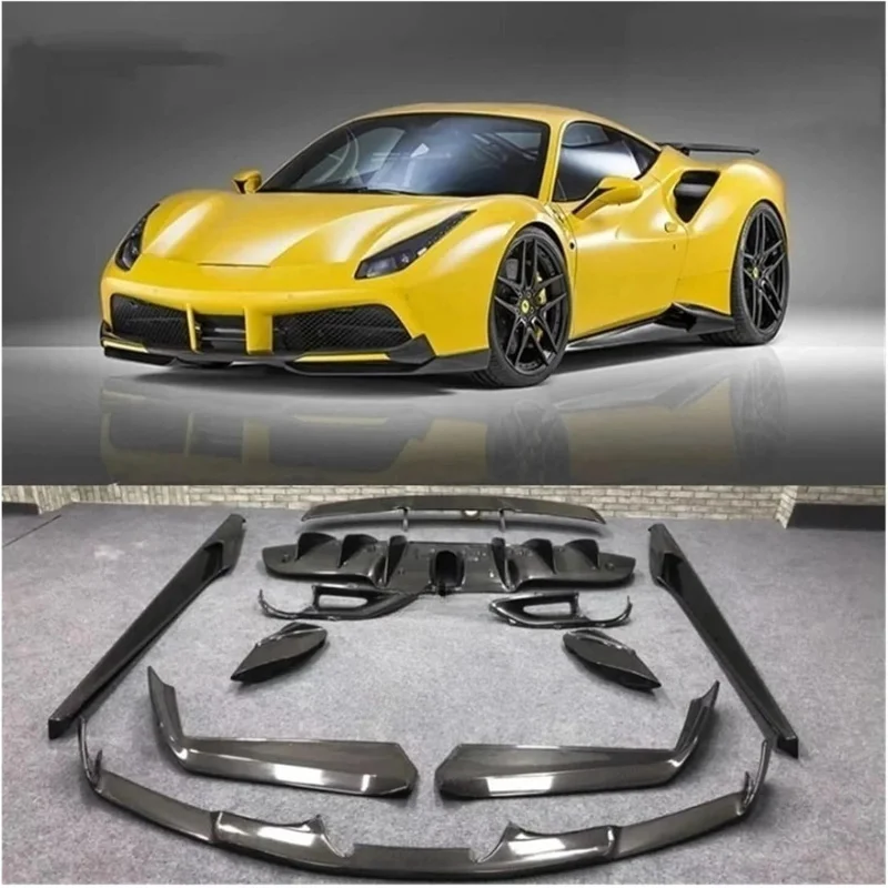 Suitable for Lip Compatible with 488 Gbt Body Kit Carbon Fiber Front Splitter Diffuser Rear Spoiler Side Skir