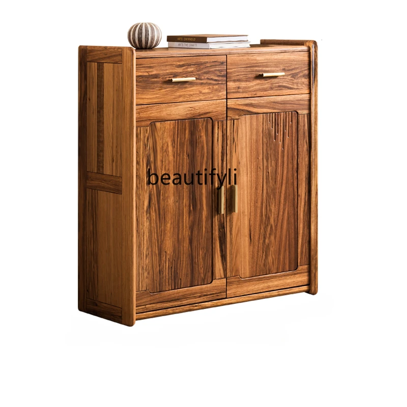 Wood Storage Double-Leaf Shoes Cabinet Simple Modern Chinese Storage Cabinet Living Room Small Apartment Storage Cabinet