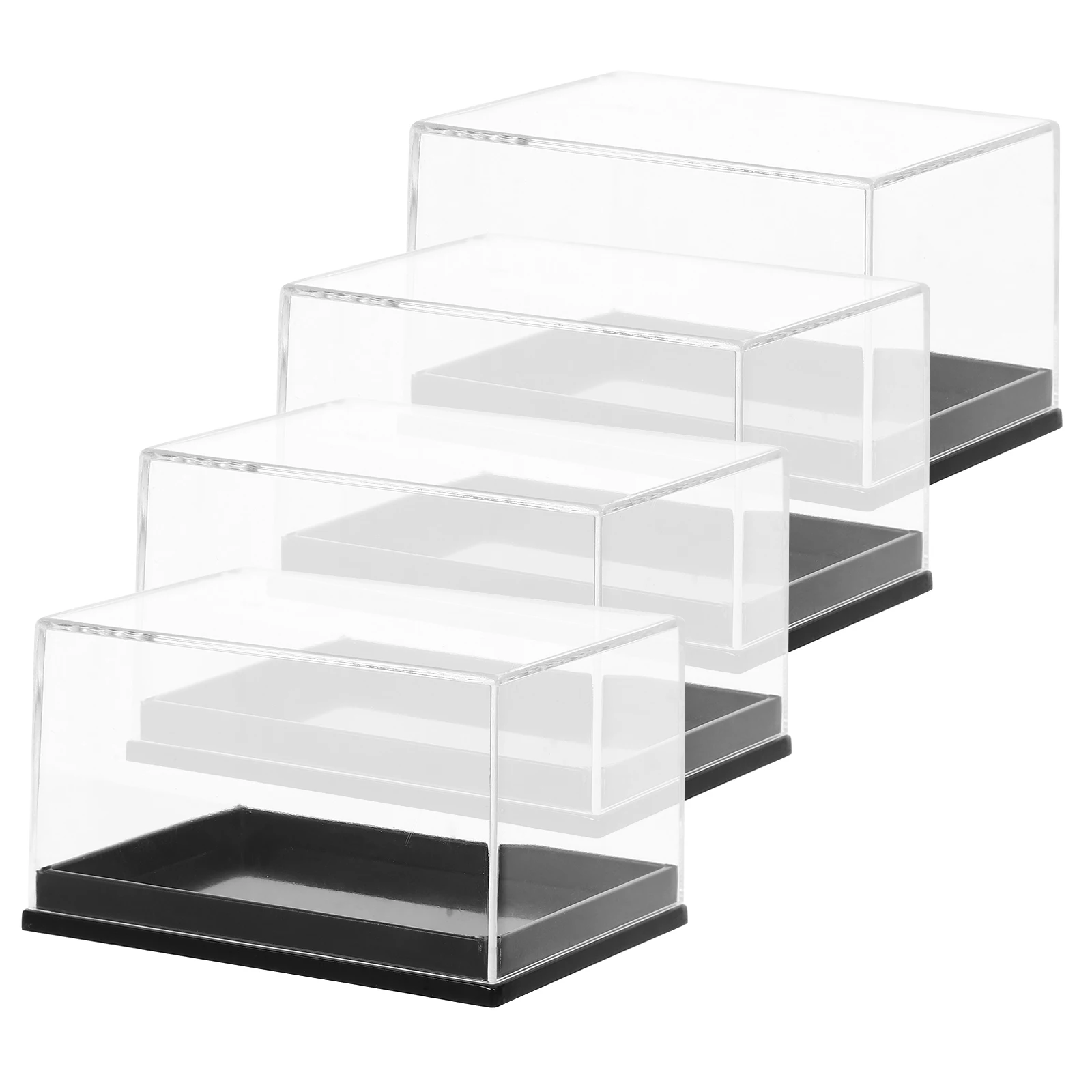 

4pcs Transparent Specimen Boxes Mini Display Case Clear Plastic Holder Protective Mineral Sample Container Sturdy Structure