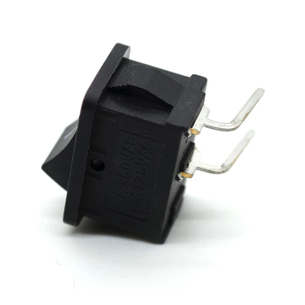 10 Pcs/Lot KCD1 Bent Foot Switch 90degree Horizontal Two Files 2P 250V3A 21*15mm Snap-in SPST ON-OFF Rocker Position Boat Switch