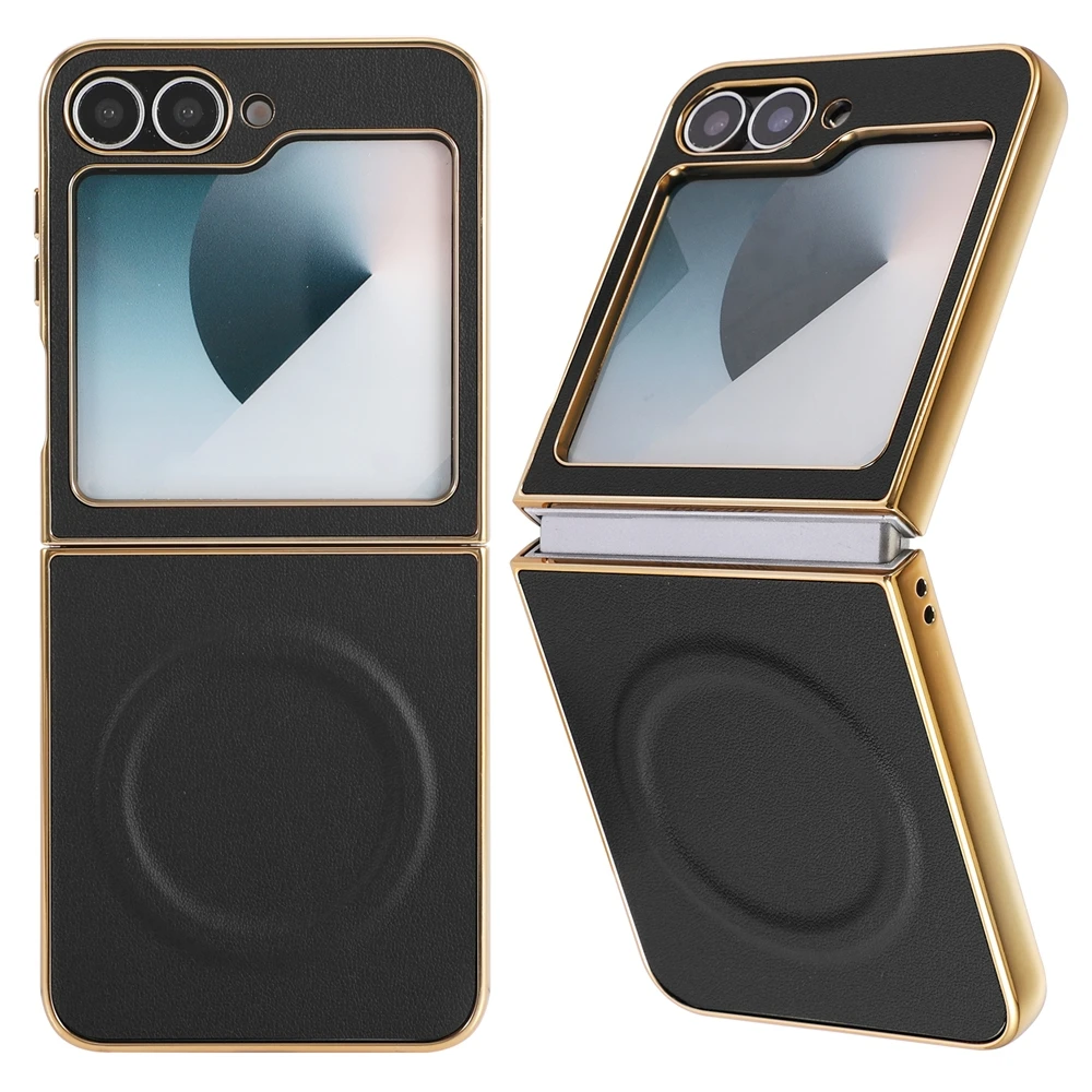 

Роскошный кожаный тонкий чехол для телефона Magsafe с беспроводной зарядкой для Samsung Galaxy Z Flip 6 5 4 3 ZFlip4 Flip5 Flip6 PC Cover