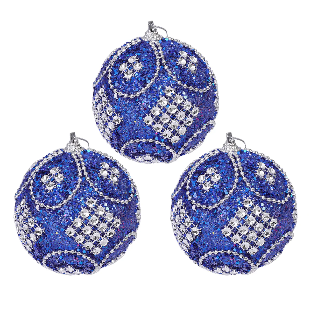 

3 Pcs 8cm Shatterproof Christmas Ball Pendant Blue Ornaments Tree Decoration Holiday Party Wedding Anniversary Christmas Hanging
