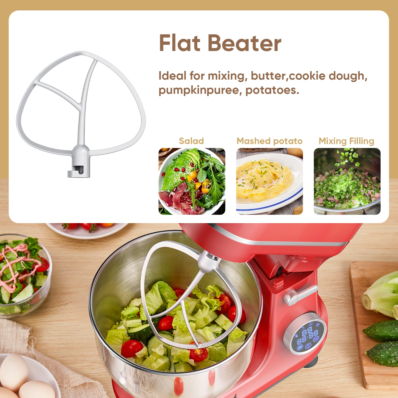 خلاط طعام المطبخ BioloMix، محرك بتيار مستمر 1200 وات 11 سرعات، شاشة OLED رقمية، خلاط طعام كهربائي مع خطاف عجين، خفق #3