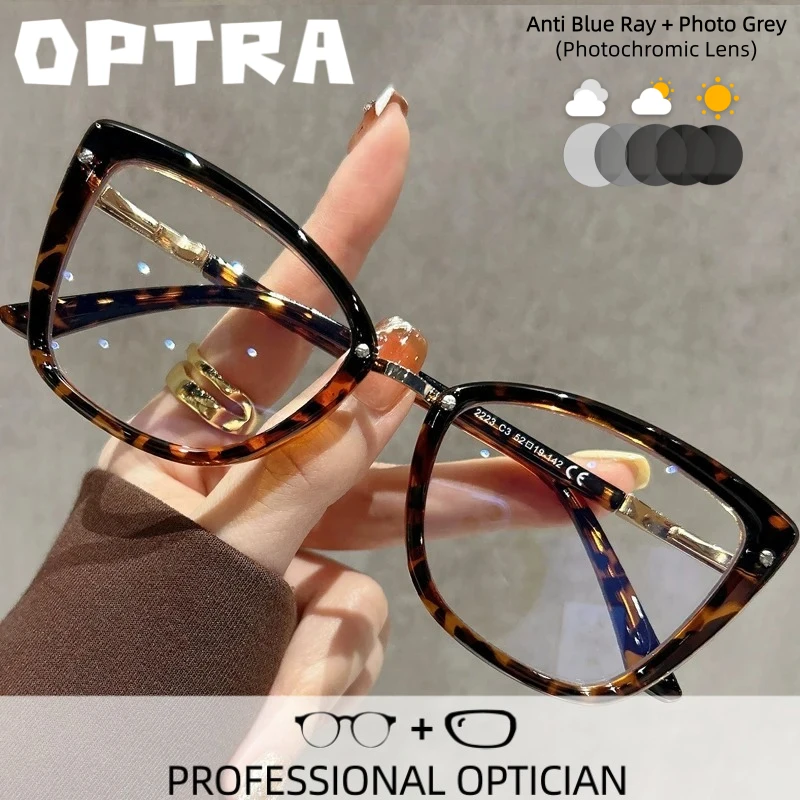 

OPTRA High Quality Fashion Reading Glasses Anti Blue Ray Myopia Photochromic Eyeglasses Customized Prescription Optical Eyewear