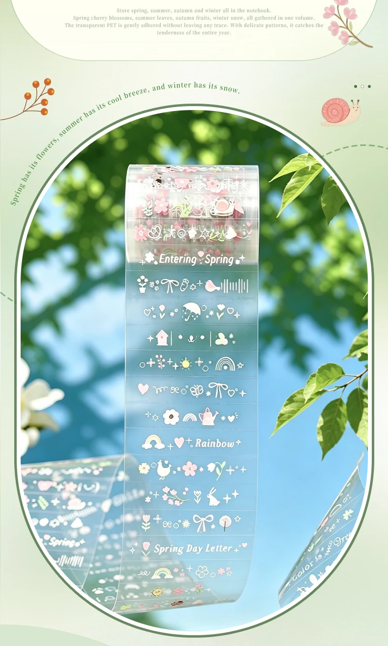 Journal GO 2Mx5cm „Whisper of Four Seasons“ Klebebandaufkleber, schöne Scrapbook-Collage, Junk Journal, DIY Mini-Aufkleber, Karten-Masking-Tape – Detail 2