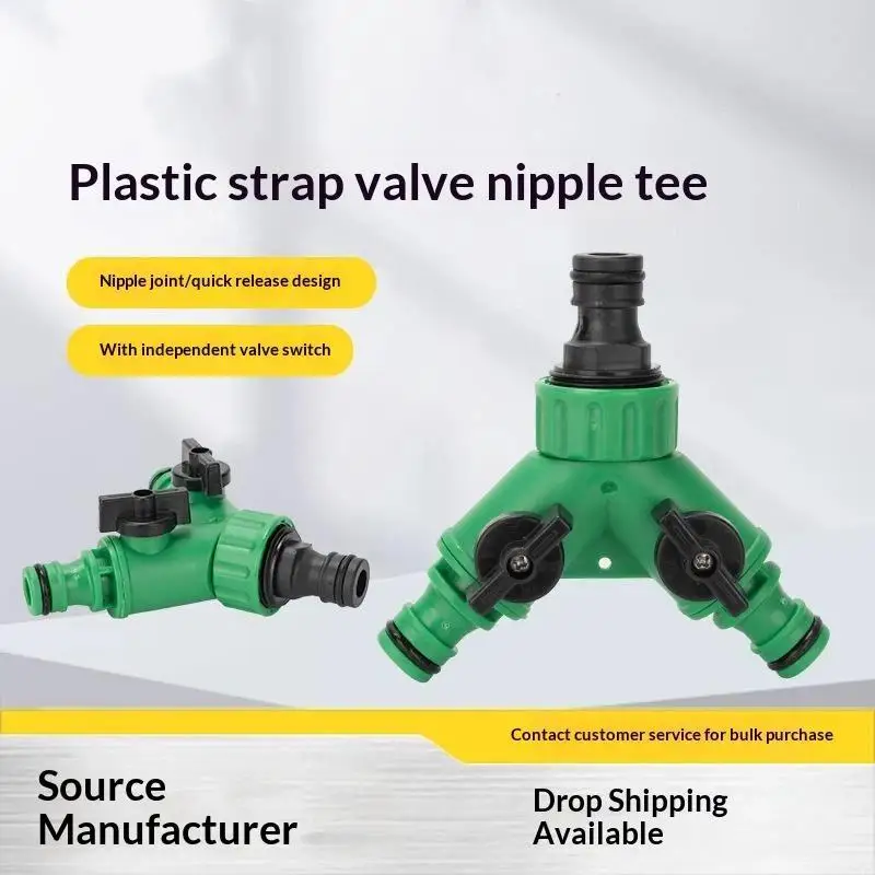 Garden Y Connector Water Splitter 2 Way Valve with On Off Switch Quick Plastic Adapter for Home Yard Irrigation