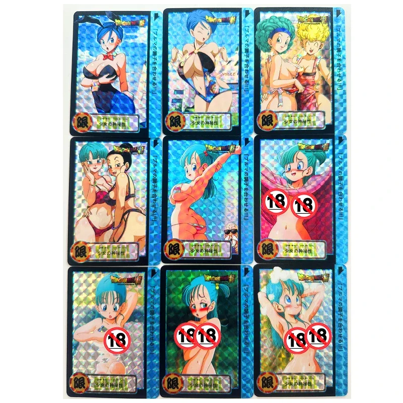 Bulma Z GT juego de colección de tarjetas de Anime, juguetes desnudos Sexy, ACG, Android 18, pasatiempos, coleccionables, 9 piezas por juego