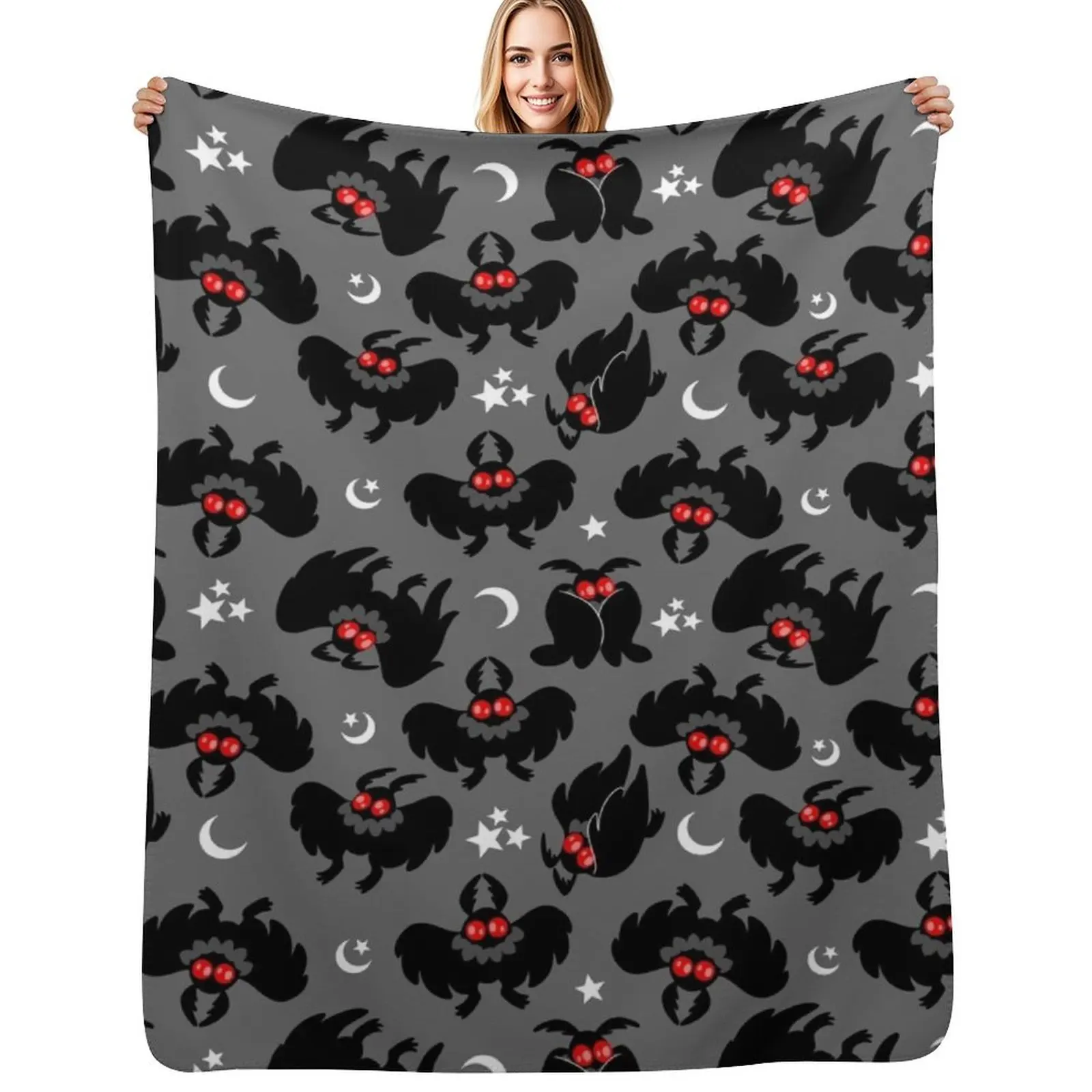 

Cute Cryptids - Mothman Pattern Throw Blanket Easy Care Comfortable Blanket for Couch