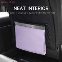 Car Garbage Bag With LED Waterproof Magnetic Adsorption Storage Bag Seat Hanging Trash Can Leather Storage Pocket Leak-proof
