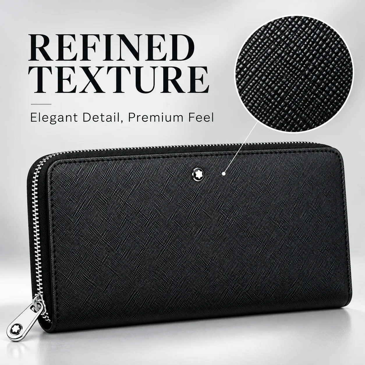 Luxury Mens Wallets Genuine Leather Clutch Multi Card Slots Large Capacity Zipper Pocket Long Purse for Business Meeting Office