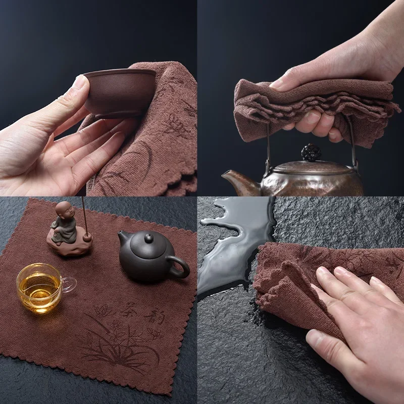 Kung Fu Tea Towel Tea Cloth Absorbent Thickened Tea Set Towel Tea Table Tea Tablecloth Zen Cloth Pad Tea Table Accessories