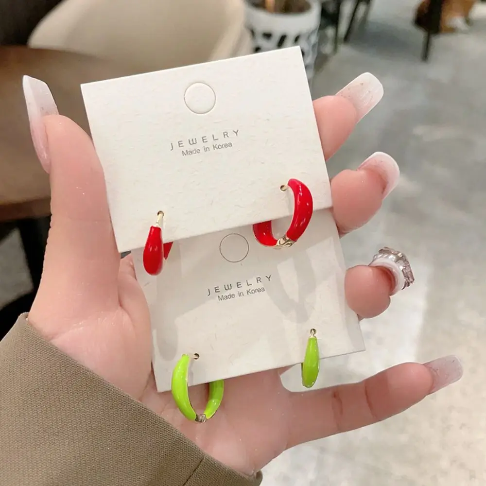 العصرية دائرة المينا هوب أقراط مجوهرات اكسسوارات سبيكة نازف النفط القرط بلون هوب الأذن مشبك هدية #4